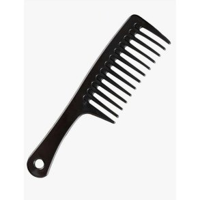 Bredtandet kam med hndtag - sort 