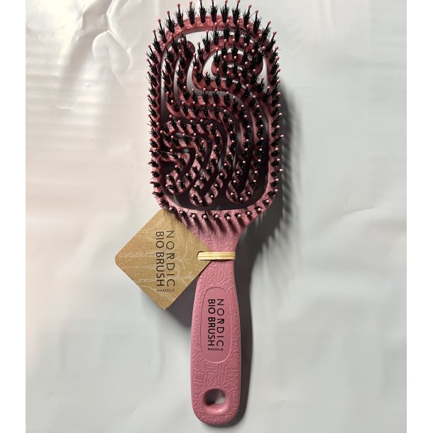Nordic Bio Brush Paddle nature med vildsvinehr - Pink